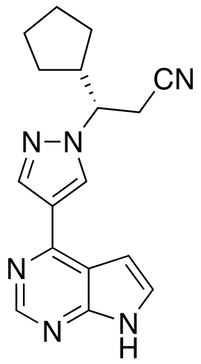 (3S)-3-Cyclopentyl-3-[4-(7H-pyrrolo[2,3-d]pyrimidin-4-yl)-1H-pyrazol-1-yl]propanenitrile (ent-Ruxolitinib)
