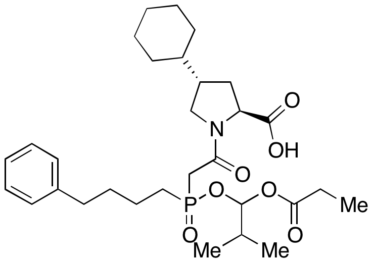 (4S)-4-Cyclohexyl-1-[(RS)-1-hydroxy-2-methylpropoxy](4-phenylbutyl)phosphinyl]-acetyl-L-proline Propionate (Ester) Sodium Salt (Mixture)