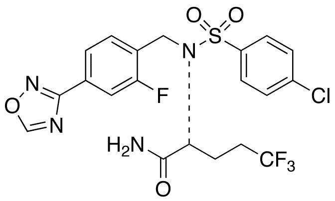 (R)-2-[[4-chlorophenyl)sulfonyl][[2-fluoro-4-(1,2,4-oxadiazol-3-yl)phenyl]methyl]amino]-5,5,5-trifluoropentanamide