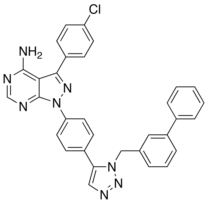 1-[3-[1-([1,1’-Biphenyl]-3-ylmethyl)-1H-1,2,3-triazol-5-yl]phenyl]-3-(4-chlorophenyl)-1H-pyrazolo[3,4-d]pyrimidin-4-amine