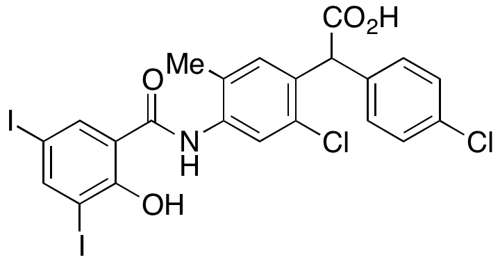 2-(2-Chloro-4-(2-hydroxy-3,5-diiodobenzamido)-5-methylphenyl)-2-(4-chlorophenyl)acetic Acid