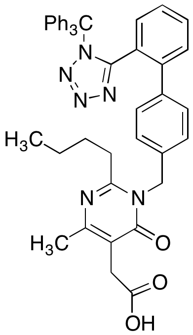 2-Butyl-1,6-dihydro-4-methyl-6-oxo-1-[[2’-[1-(triphenylmethyl)-1H-tetrazol-5-yl][1,1’-biphenyl]-4-yl]methyl]-5-pyrimidineacetic Acid (Fimasartan Impurity)