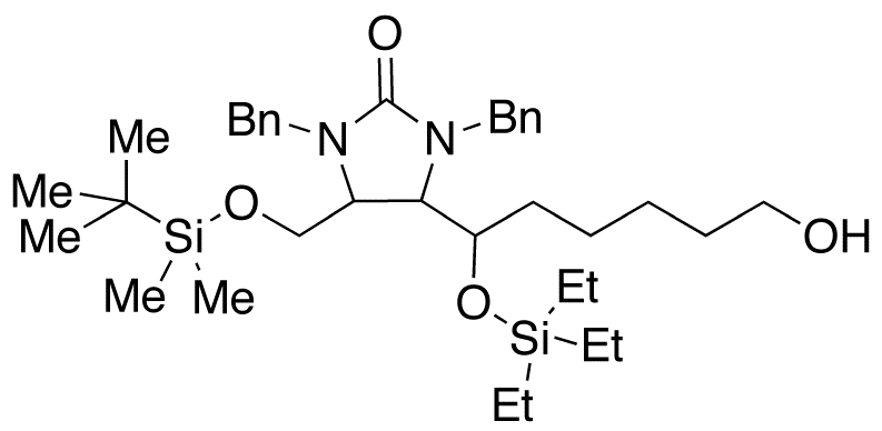 4-(tert-Butyldimethylsilyloxymethyl)-5-(6-O-triethylsilyl-1,6-dihydroxyhexyl)-1,3-dibenzyl-2-imidazolidinone