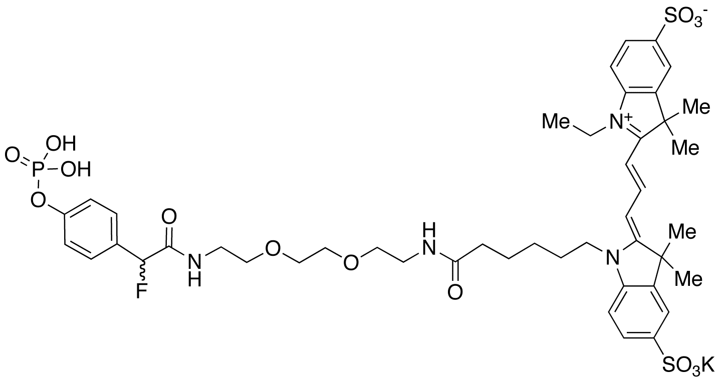 4,7-Dioxaoctylenediamine N-[(Cyanine 3) Monofunctional Hexanoic Acid]-N’-[2-fluoro-4’-phosphophenylacetic Acid] Diamide