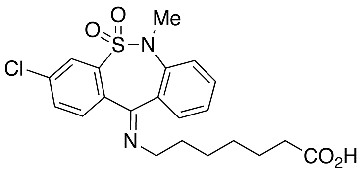 7-[(3-Chloro-6-methyl-5,5-dioxidodibenzo[c,f][1,2]thiazepin-11(6H)-ylidene)amino]heptanoic Acid